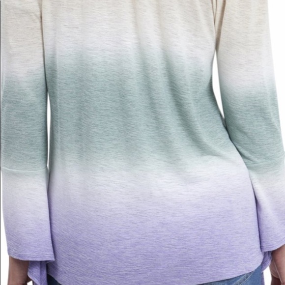 Off The Sholder Top with Slit Long Sleeve Multicolor Size Medium - Picture 5 of 9